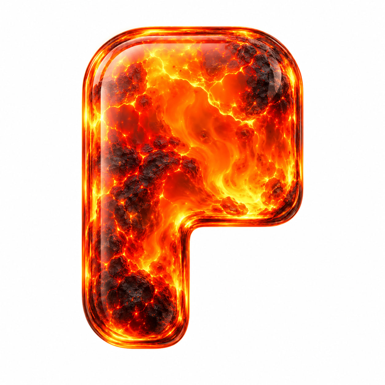 Pons Lava, a glowing P-shaped being of glass, lava and volcanic rock